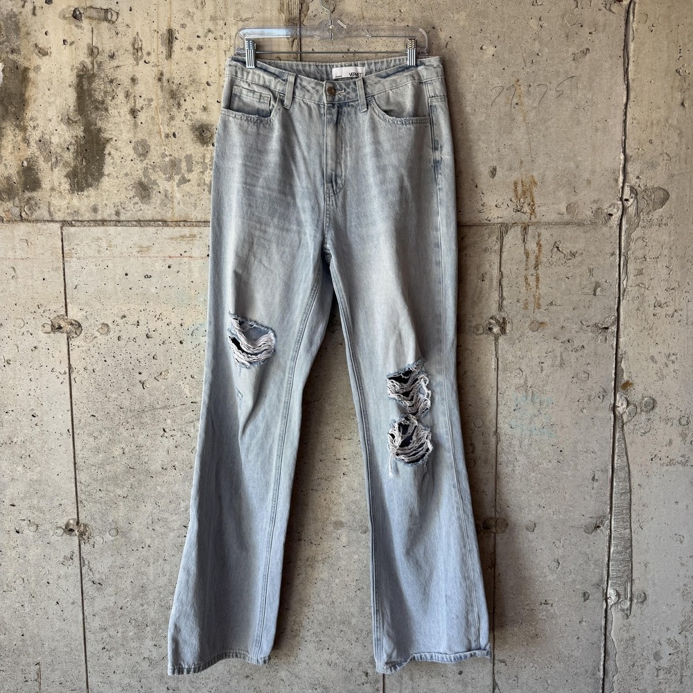 Vervet Jeans Womens‎ 28 Blue Light Wash High Rise Straight Distressed Dad Jeans